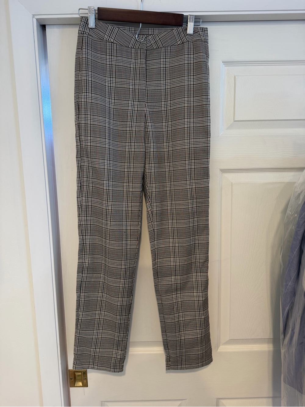 Women's Plaid Trousers - Black & White Plaid, Size Small Size 2- Fall workwear